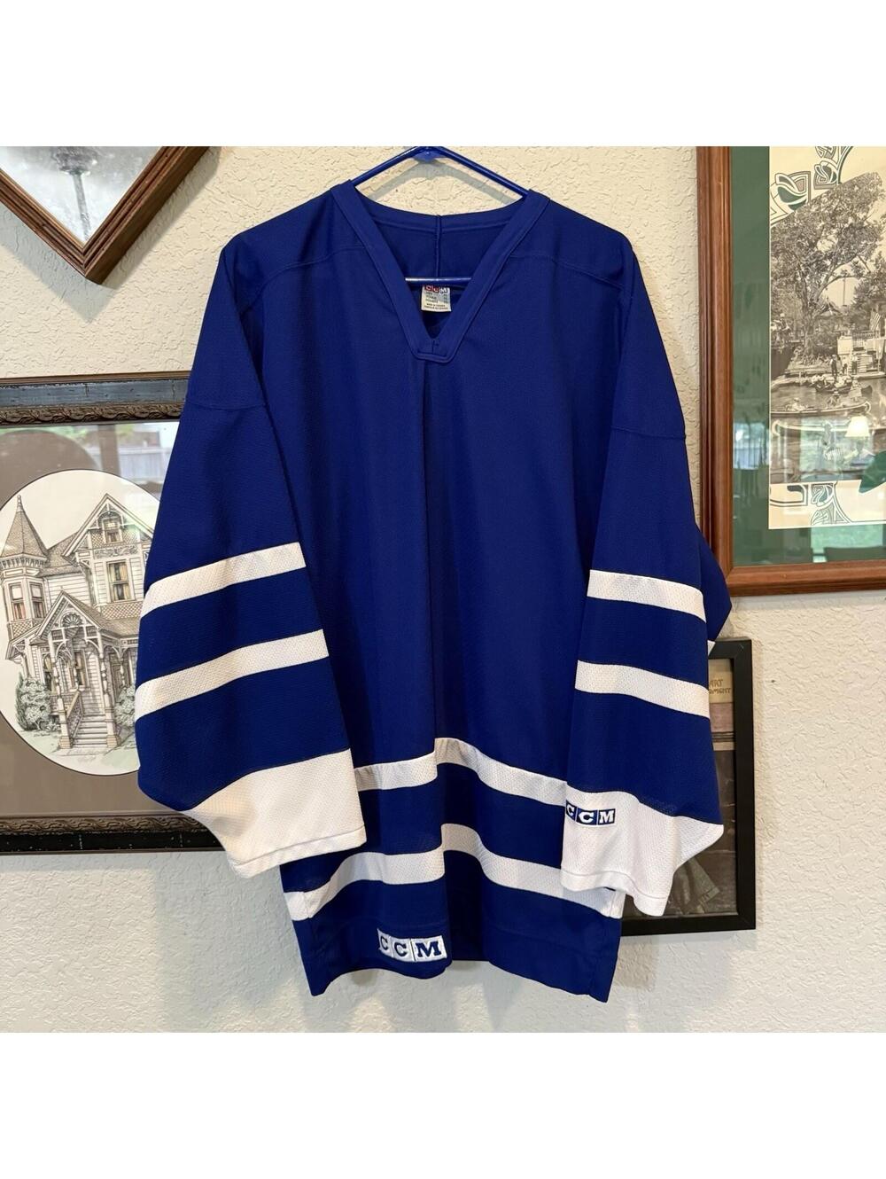 Vintage 90s RARE CCM‎ Hockey Jersey Mens XL Blank Toronto Maple Leafs Blue/White